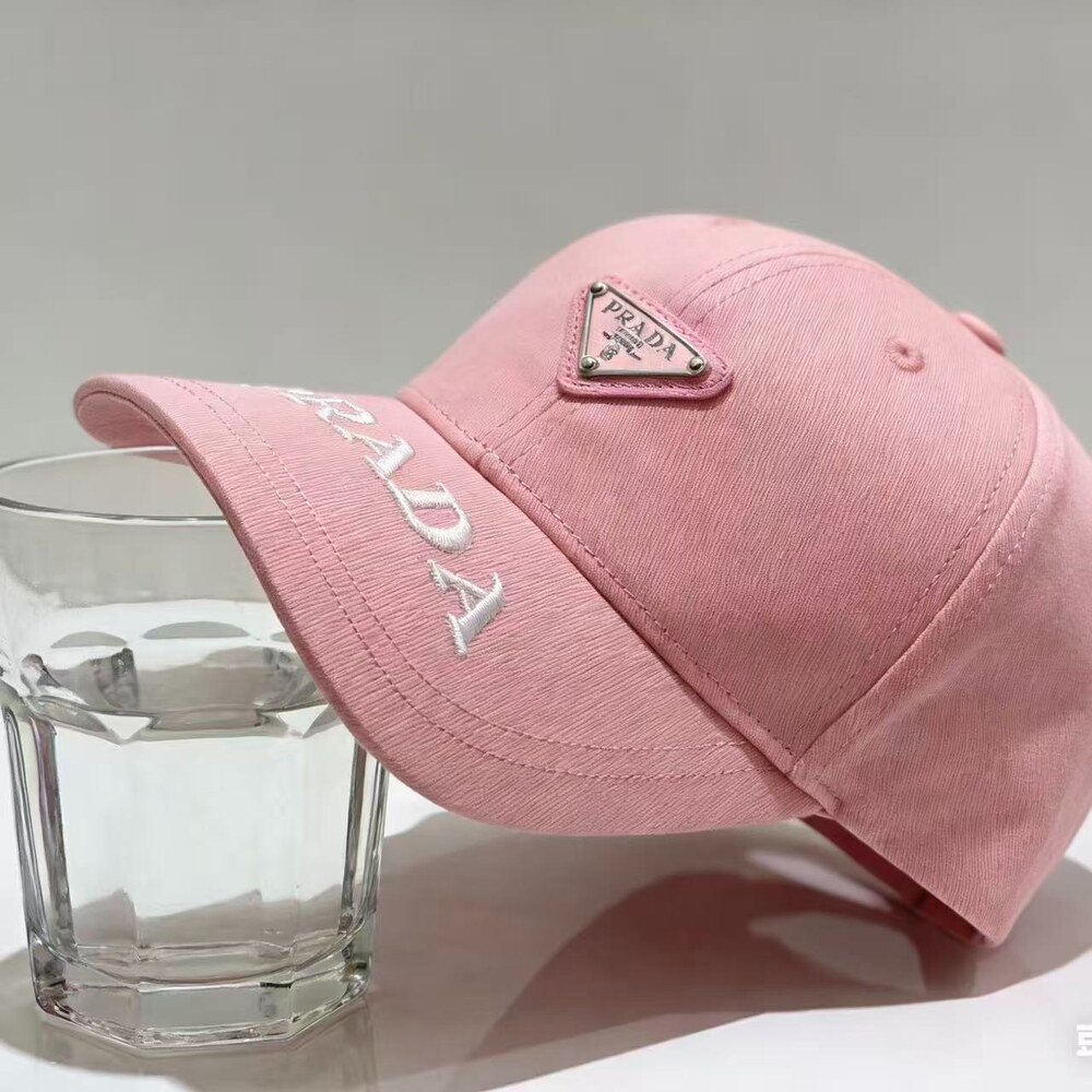Prada Dual Logo Cotton Baseball Cap Pink - Picture 4 of 4